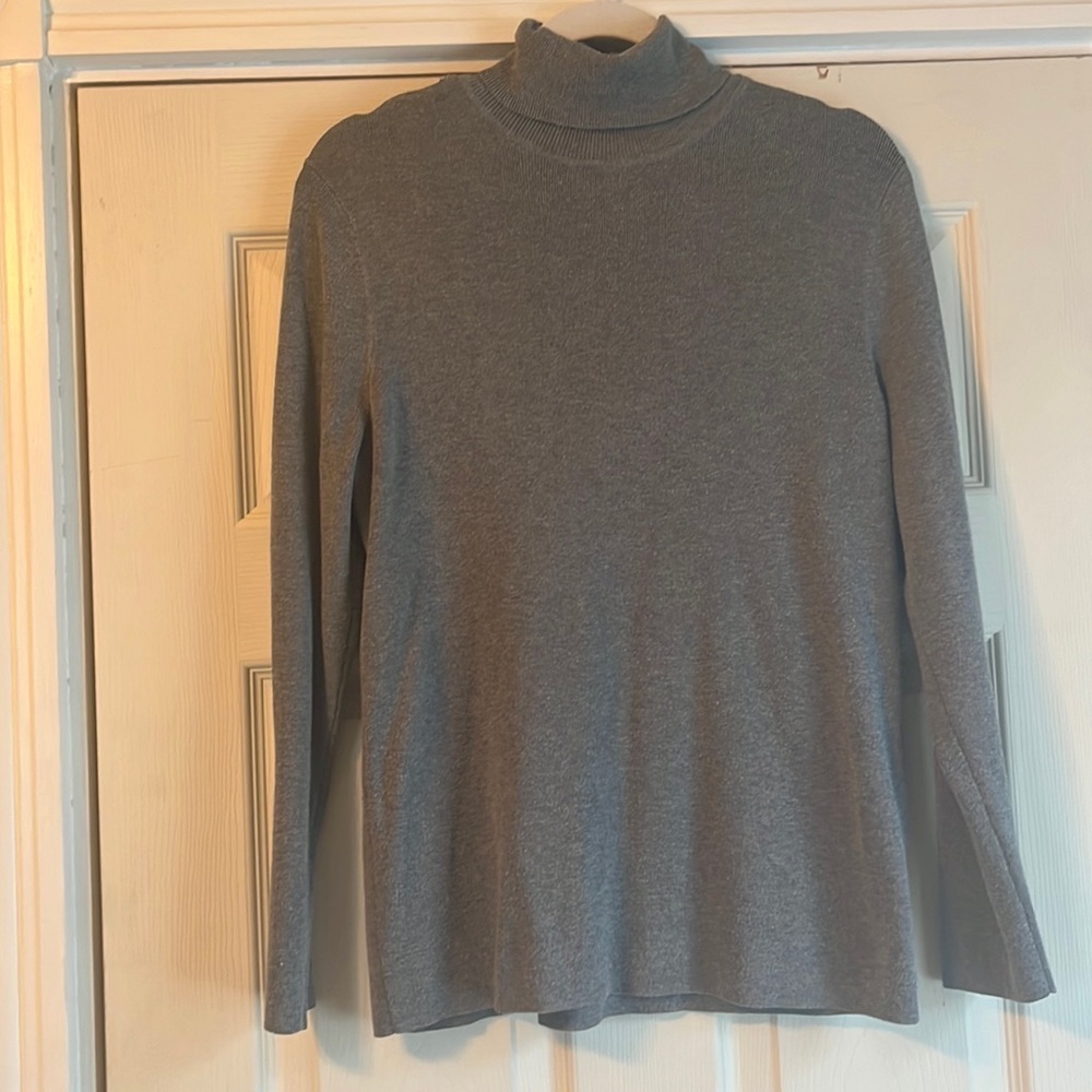 Vintage Chico's Turtleneck Sweater Gray L‎ Womens Casual Classic Layering Cozy